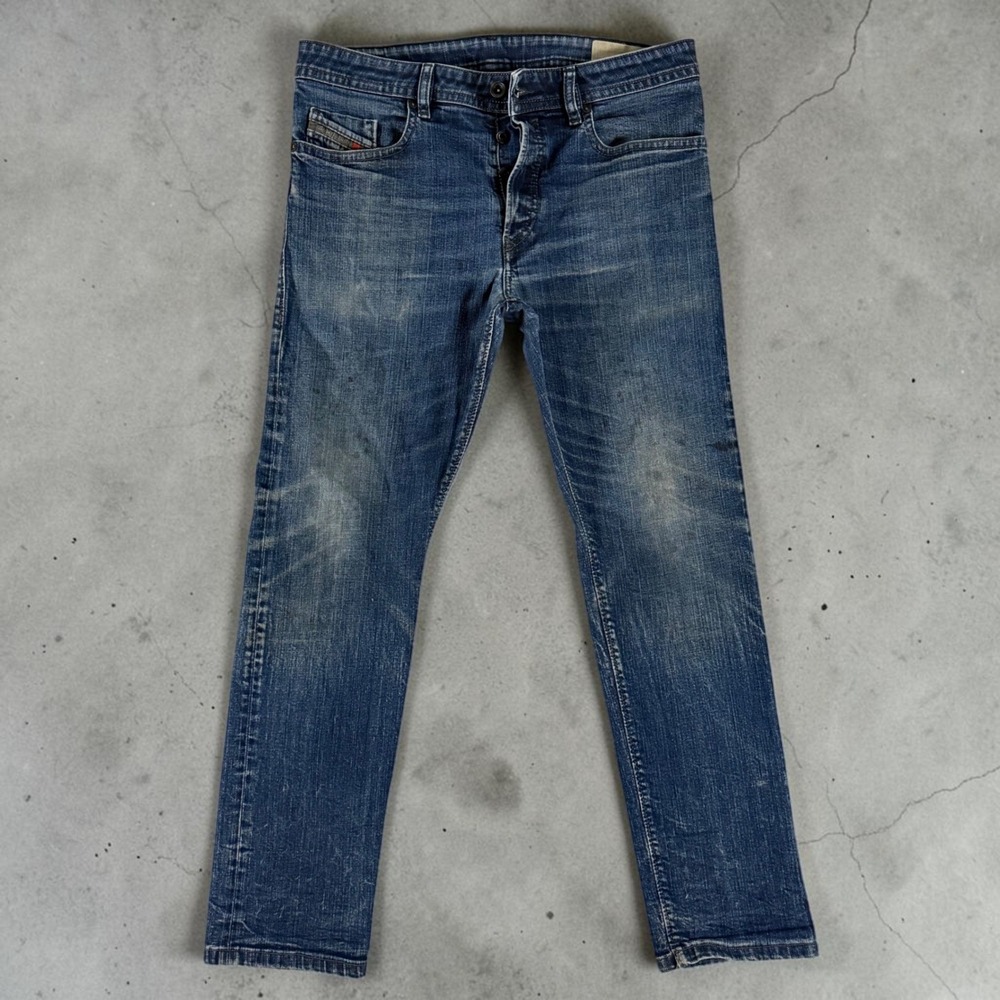 Diesel Buster Slim Tapered Jeans Mens 34x29 Hemmed Blue Medium Wash Denim